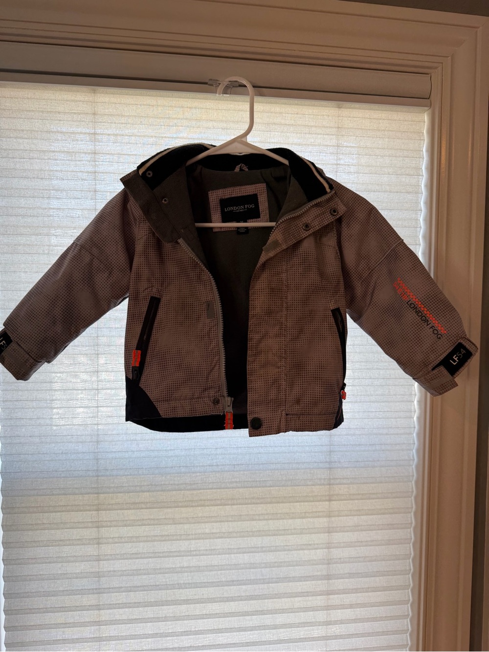 London Fog Kids' Gray Hooded Puffer Jacket with Black Accents